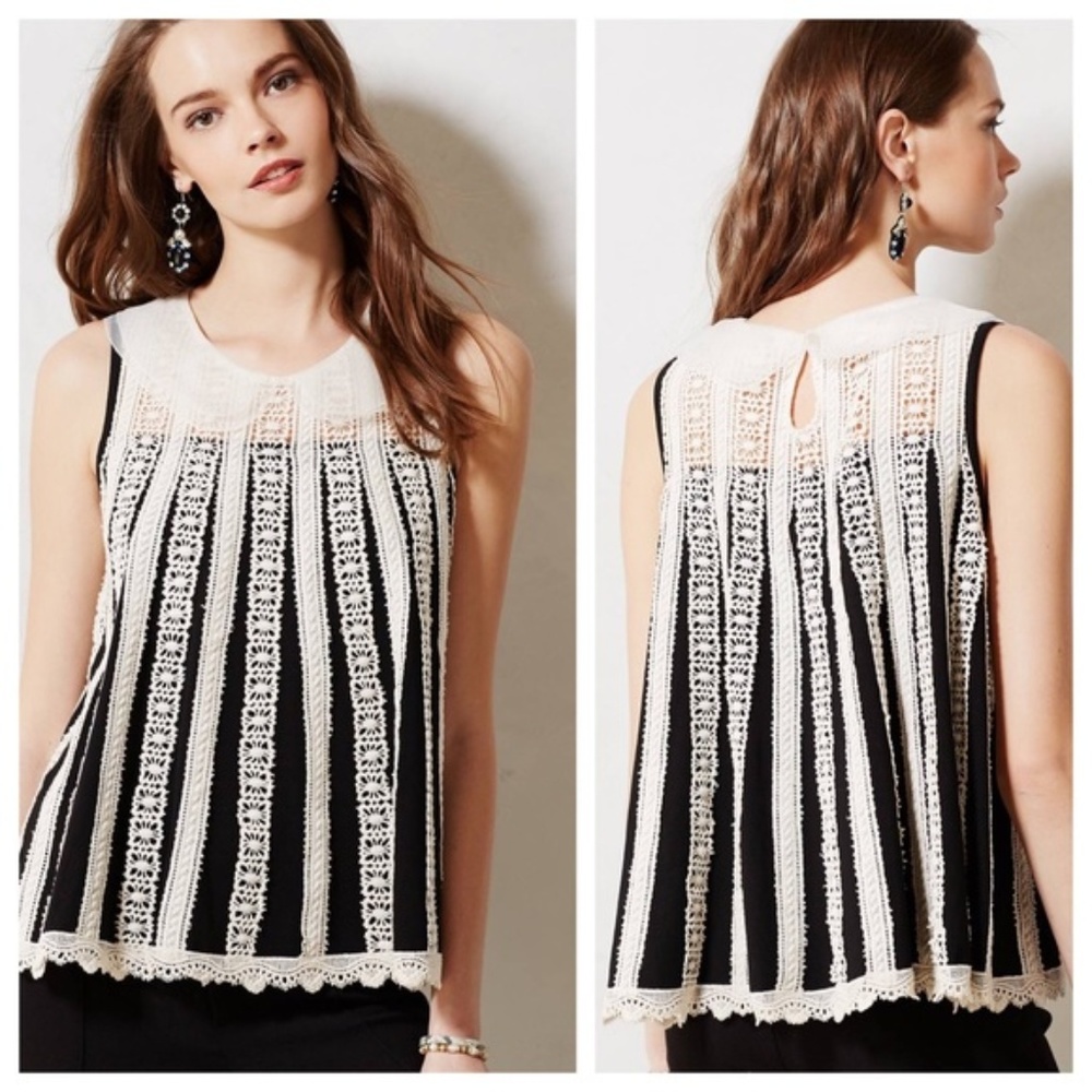 Anthropologie Lili’s Closet Peter Pan Collar Swing Top Women’s Black Ivory